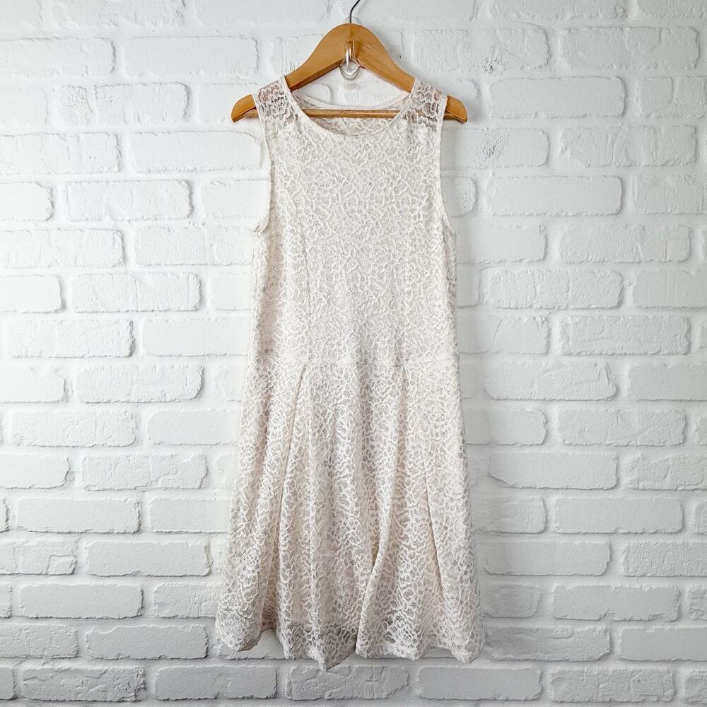 Abercrombie Kids 13/14 Ivory Metallic Lace Fit & Flare Dress Lined Keyhole Back